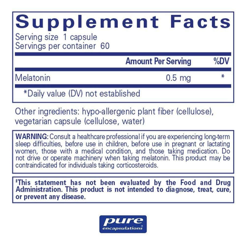 Pure Encapsulations Melatonin 0.5 mg -- 60 Capsules