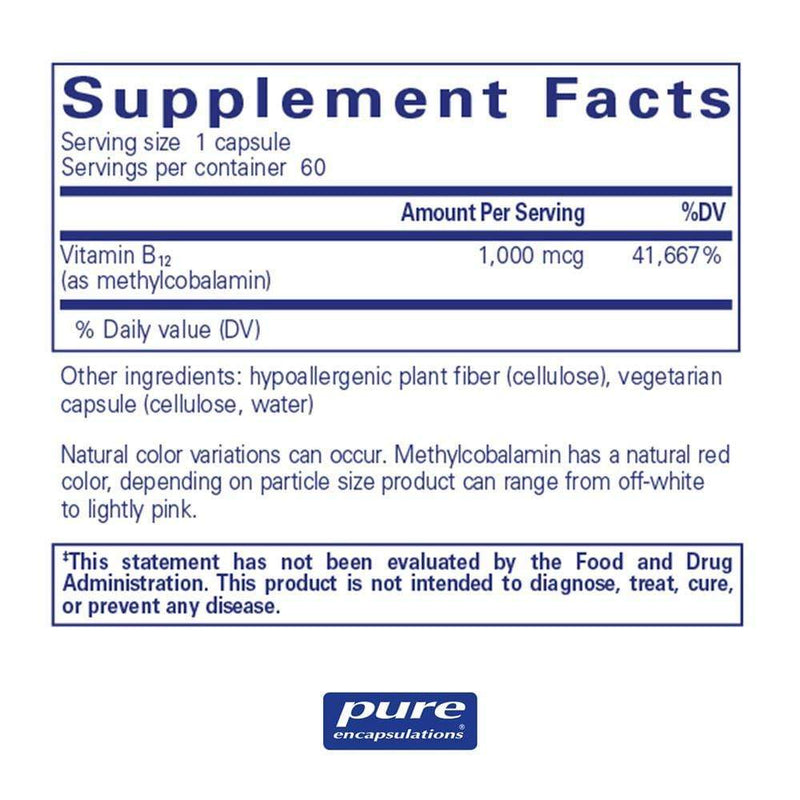 Pure Encapsulations Methylcobalamin 1,000 mcg -- 60 Capsules