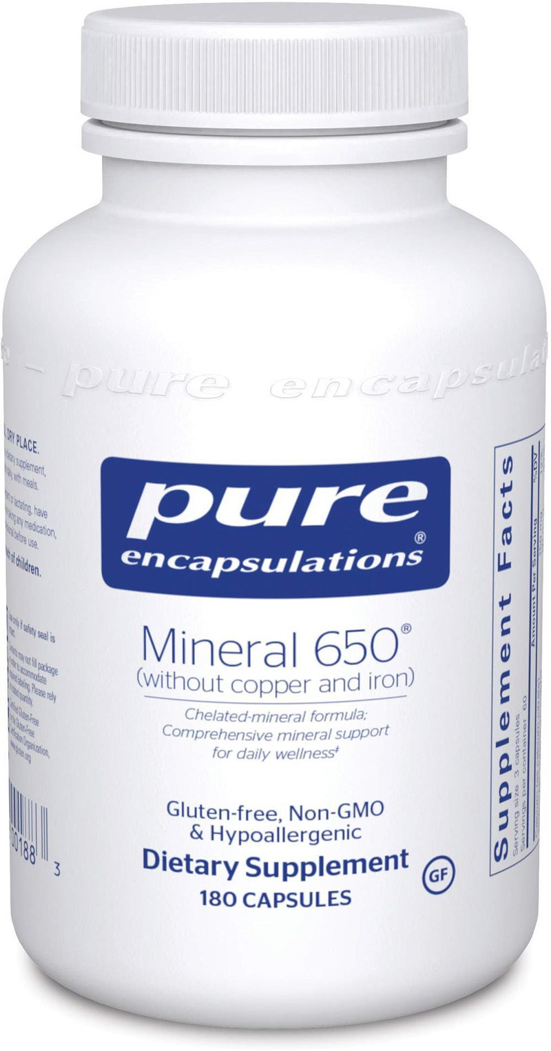 Pure Encapsulations Mineral 650 w-o Cu &Fe -- 180 Capsules