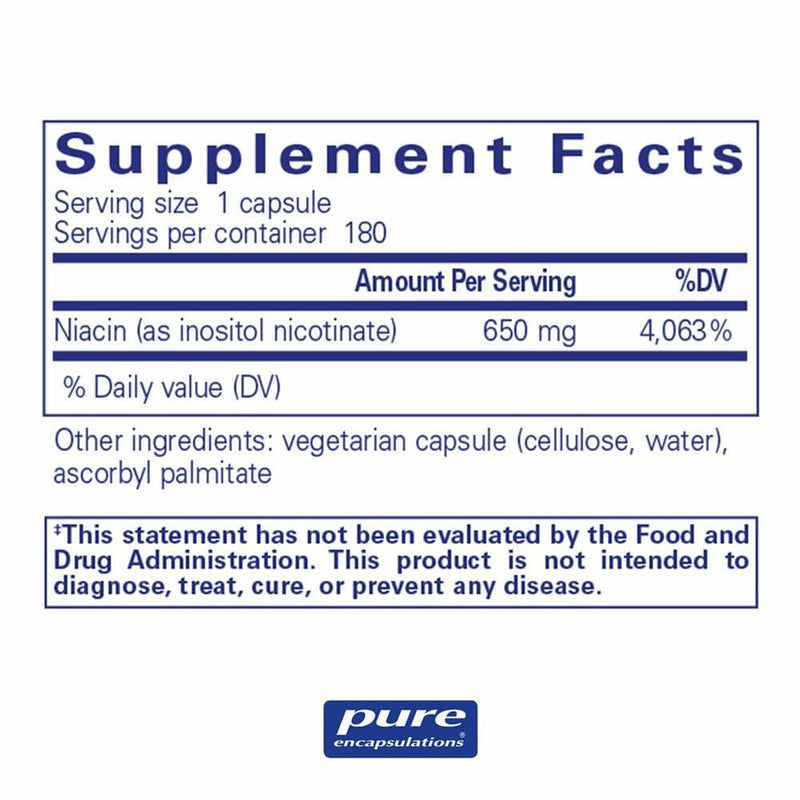 Pure Encapsulations Niacitol (no-flush niacin) 650 mg -- 180 Capsules