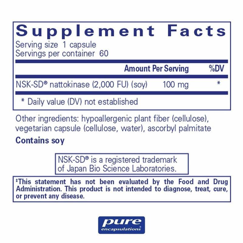 Pure Encapsulations NSK-SD (Nattokinase) 100 mg -- 60 Capsules