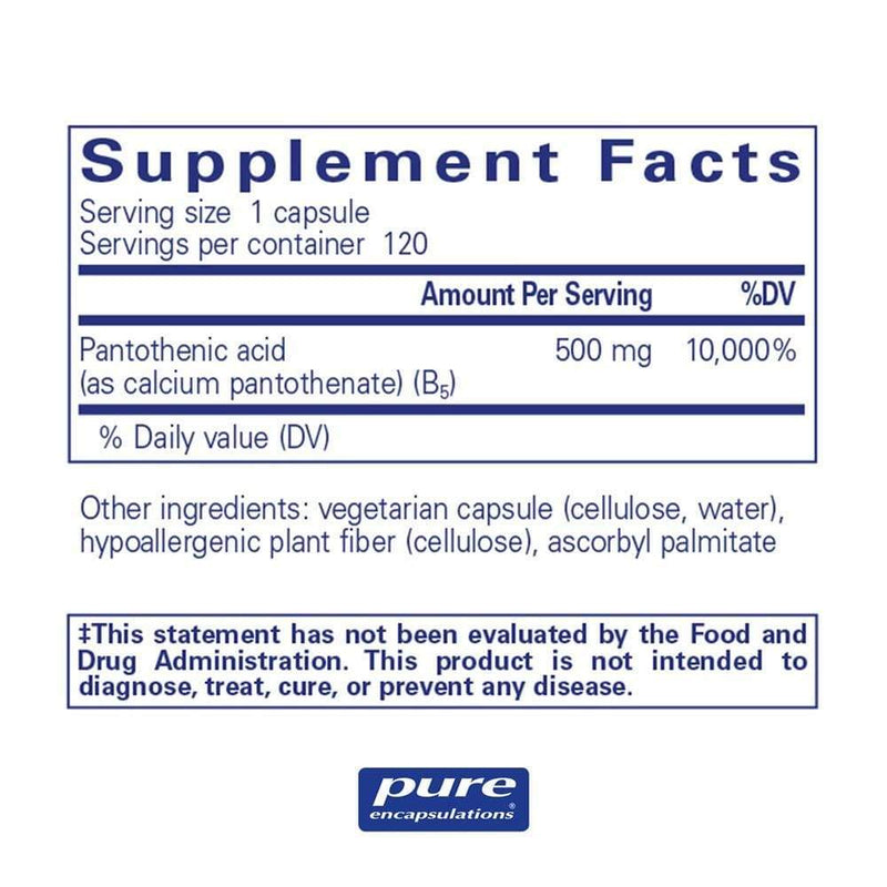 Pure Encapsulations Pantothenic Acid -- 120 Capsules