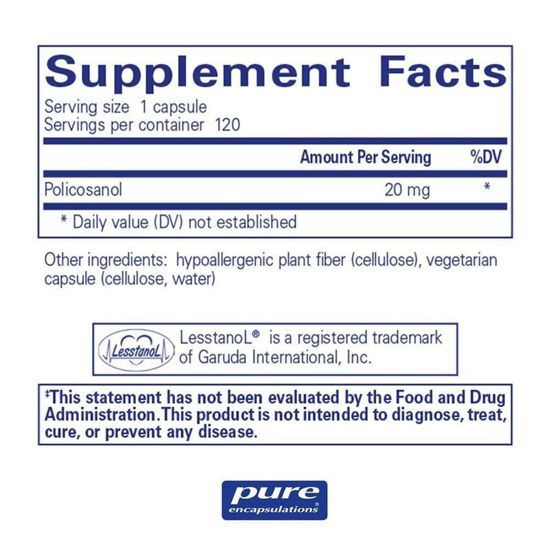 Pure Encapsulations Policosanol 20 mg -- 120 Capsules