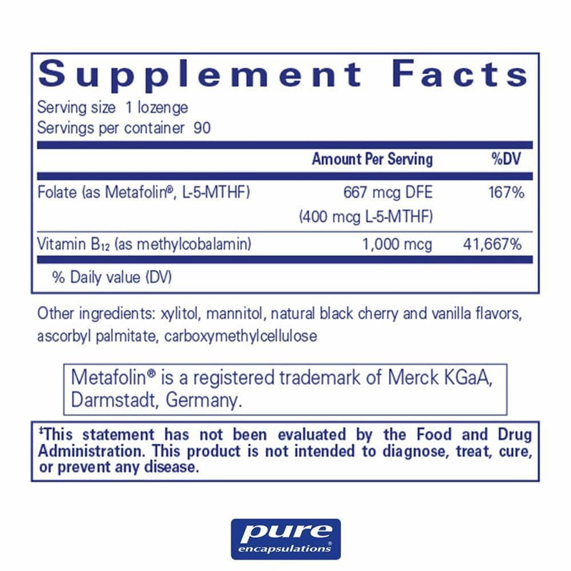 Pure Encapsulations PureMelt B12 Folate -- 90 lozenges