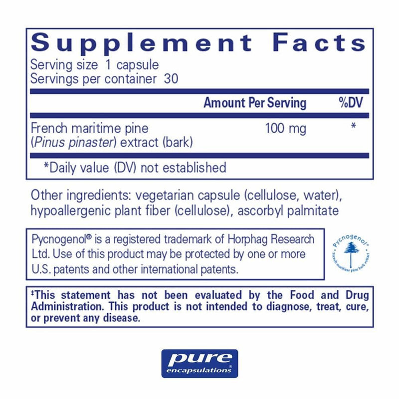 Pure Encapsulations PycnogenolÂ® 100 mgÂ  -- 30 Capsules