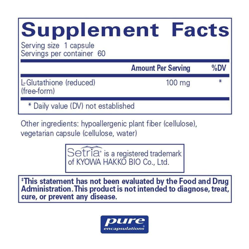 Pure Encapsulations Reduced Glutathione -- 60 Capsules