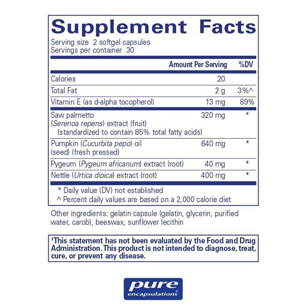 Pure Encapsulations Saw Palmetto+  w/Nettle Root -- 60 Capsules