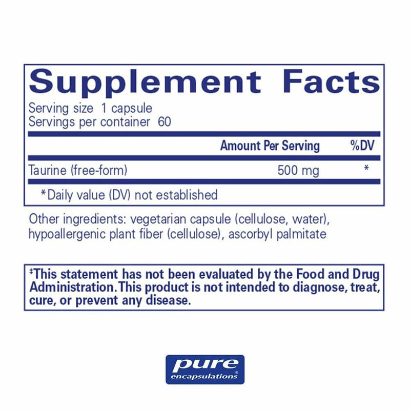 Pure Encapsulations Taurine 500 mg -- 60 Capsules