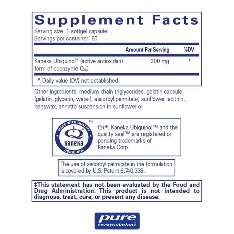 Pure Encapsulations Ubiquinol-QH 200 mg -- 60 Capsules