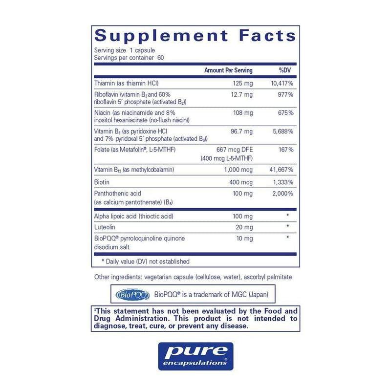 Pure Encapsulations Ultra B-Complex w-PQQ --- -- 60 Capsules