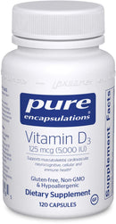 Pure Encapsulations Vitamin D3 125 mcg (5,000 IU) -- 60 Capsules 120 capsules