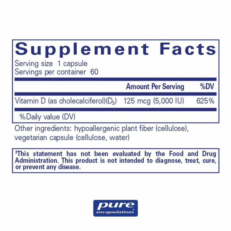 Pure Encapsulations Vitamin D3 125 mcg (5,000 IU) -- 60 Capsules