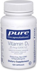 Pure Encapsulations Vitamin D3 25 mcg (1,000 IU) -- 60 Capsules