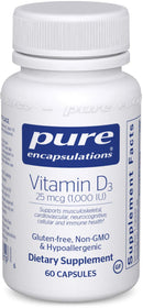 Pure Encapsulations Vitamin D3 25 mcg (1,000 IU)Â  -- 60 Capsules
