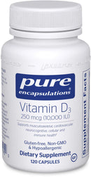Pure Encapsulations Vitamin D3 250 mcg (10,000 IU) -- 120 Capsules