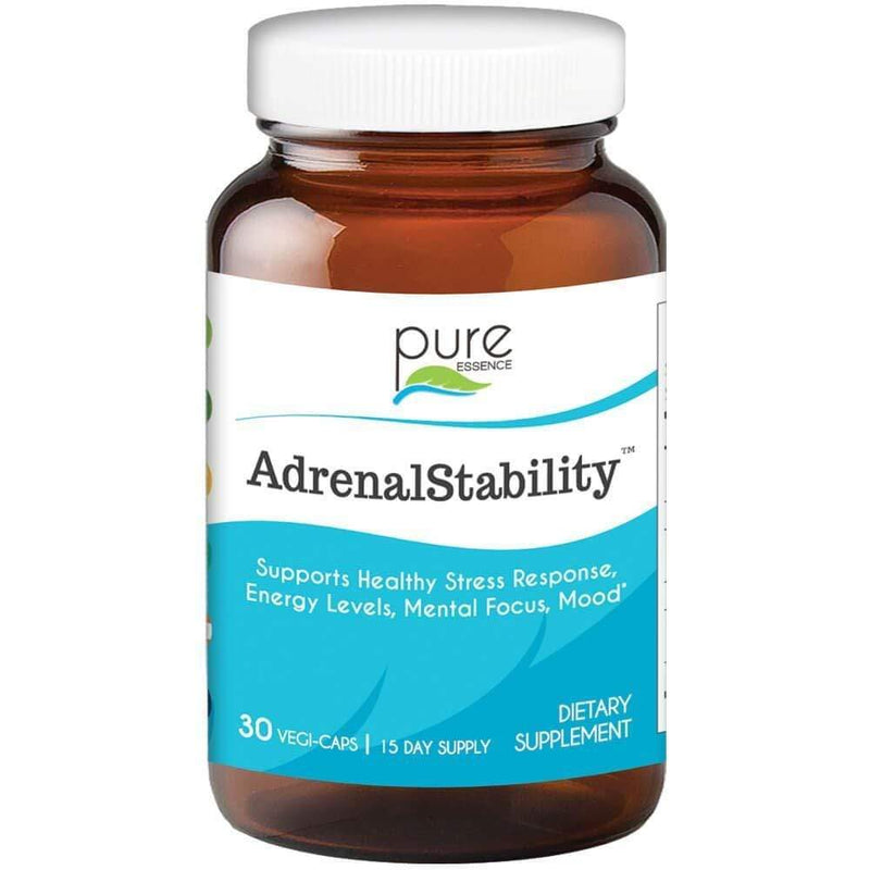 Pure Essence Adrenal Stability by Pure Essence Labs - Natural Adrenal Health Support Supplement for Fatigue,Stress, Anxiety Relief, Improved Mood & Focus, Cortisol Management - 30 Capsules