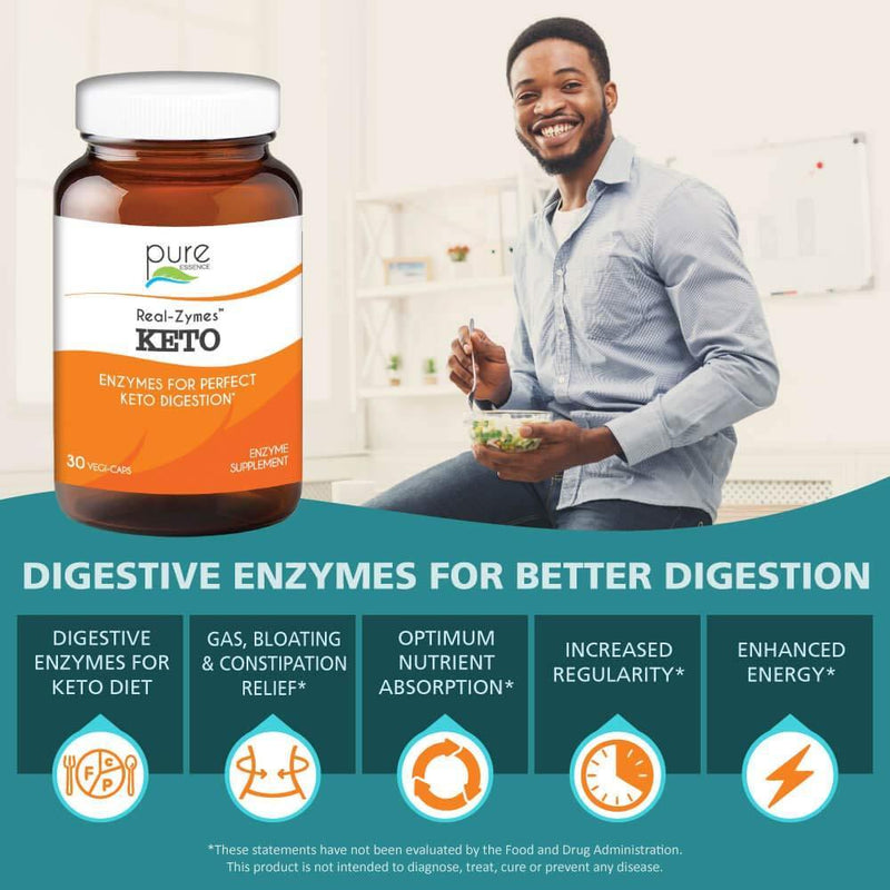 Pure Essence Real-Zymes Keto Digestive Enzymes -- 30 Capsules