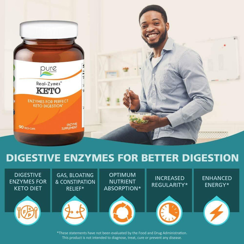 Pure Essence Real-Zymes Keto Digestive Enzymes -- 90 Capsules