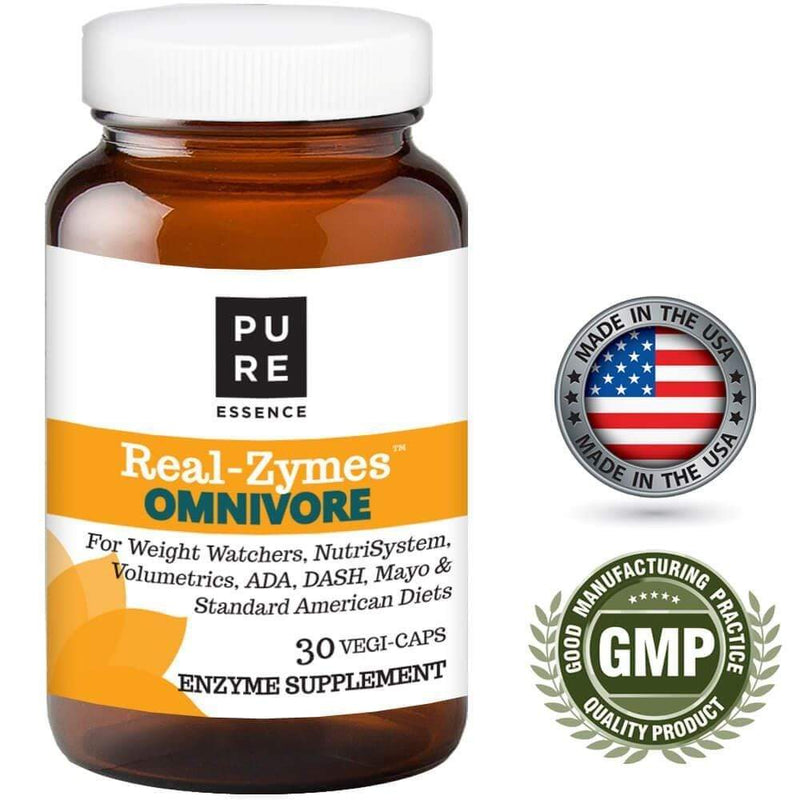 Pure Essence Real-Zymes Omnivore Digestive Enzymes -- 30 Capsules