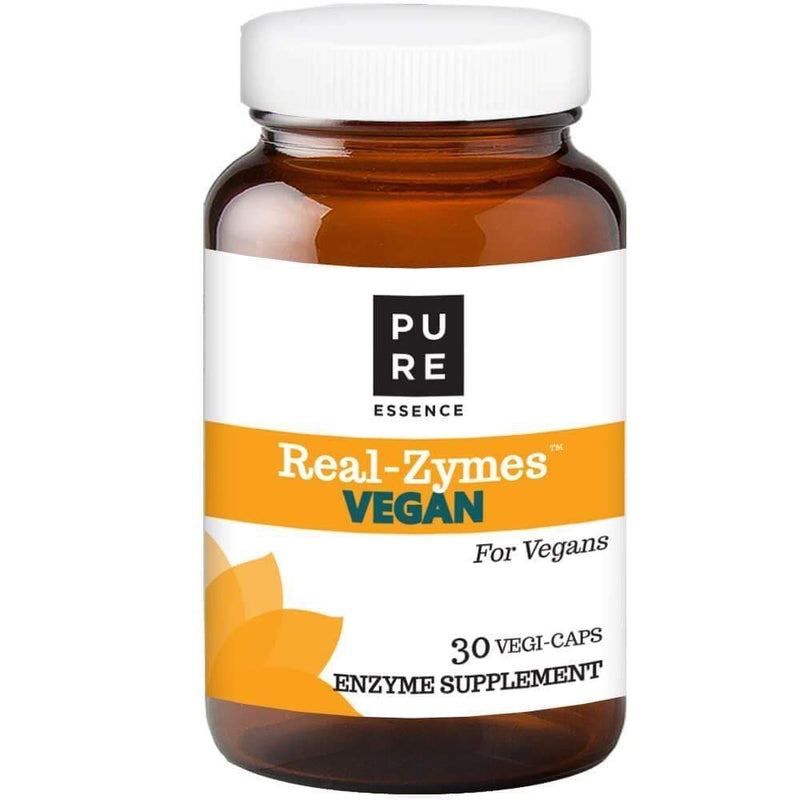 Pure Essence Real-Zymes Vegan Digestive Enzymes -- 30 Capsules