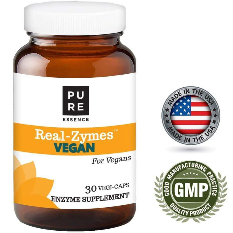 Pure Essence Real-Zymes Vegan Digestive Enzymes -- 30 Capsules