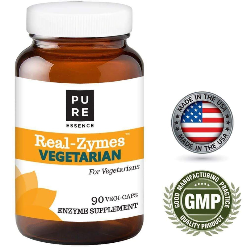 Pure Essence Real-Zymes Vegetarian Digestive Enzymes -- 90 Capsules