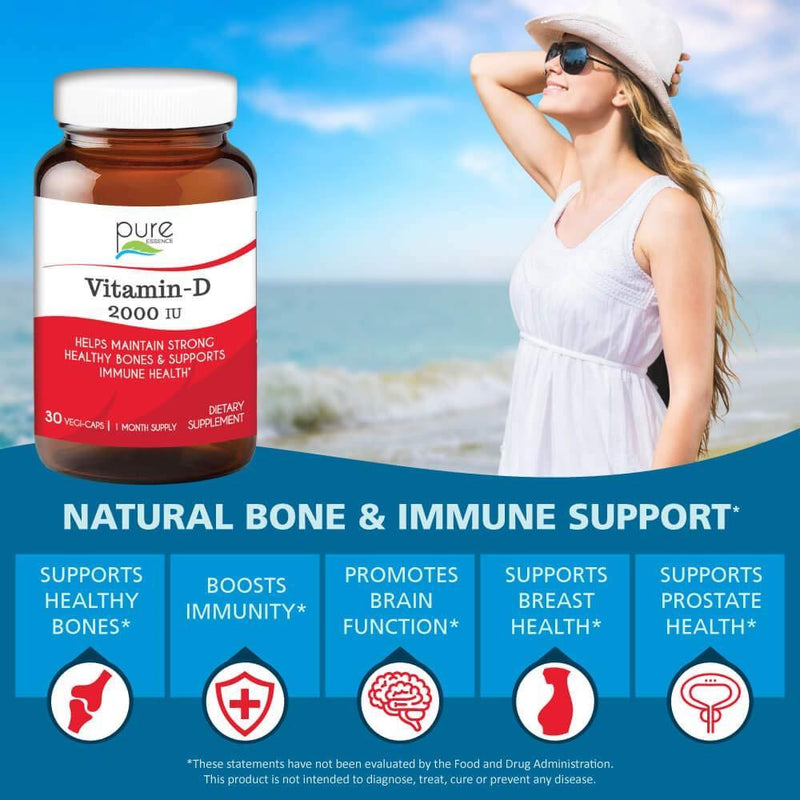 Pure Essence Vitamin D 2000 IU -- 30 Capsules