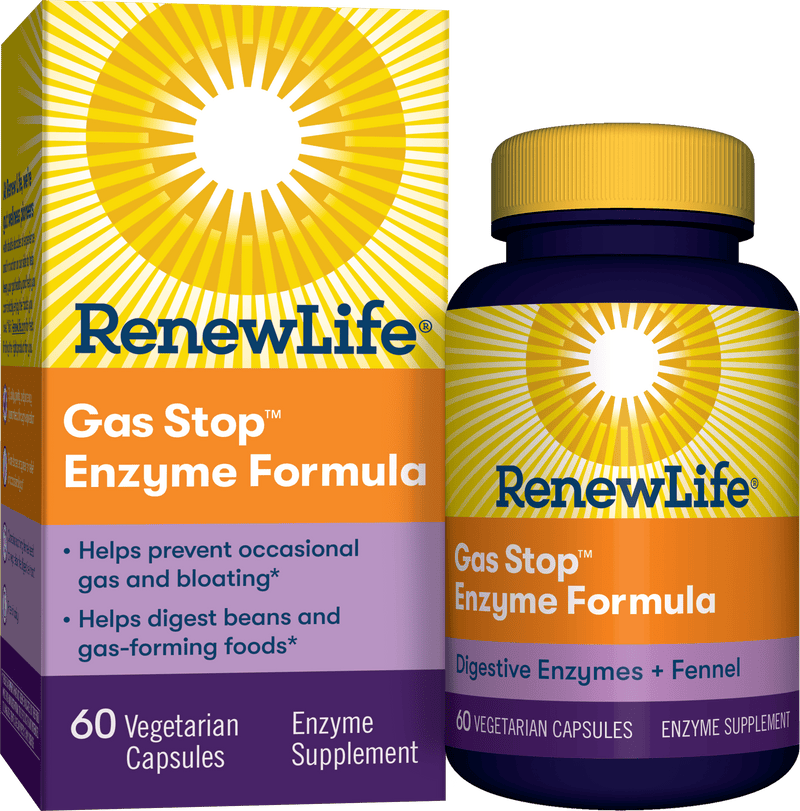 Renew Life Gas Stop Digestive Enzymes + Fennel -- 60 Vegetarian Capsules