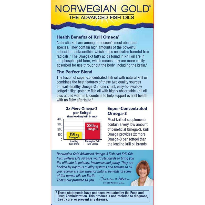 Renew Life Norwegian Gold Krill Omega -- 30 Softgels