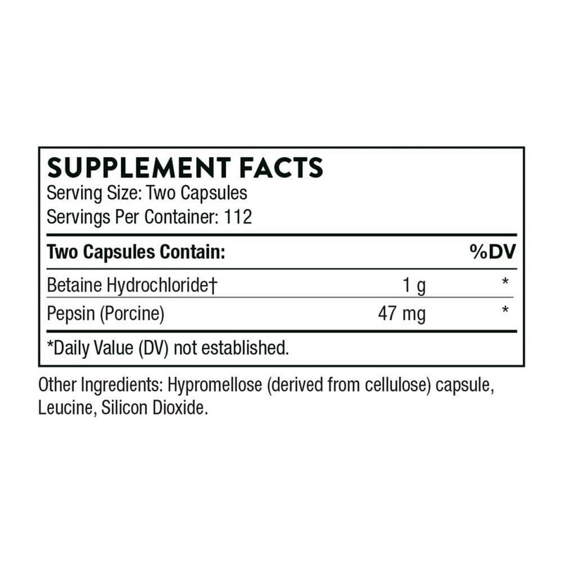 Thorne Research Betaine HCL-Pepsin -- 225 Tablet