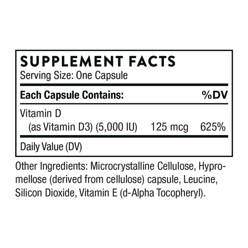 Thorne Research Vitamin D-5000 -- 60 Capsules