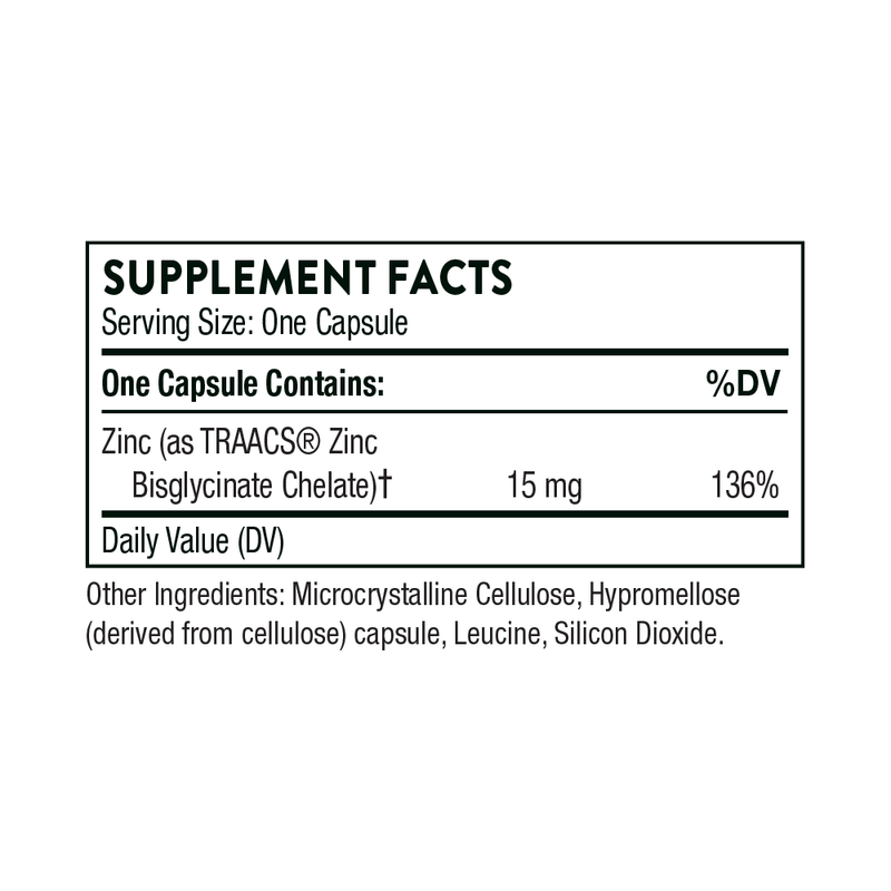 Thorne Research Zinc Bisglycinate 15 mg -- 60 Capsules