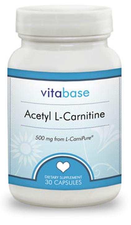 Vitabase Acetyl L-Carnitine (500 mg) -- 30 Vegetarian Capsules