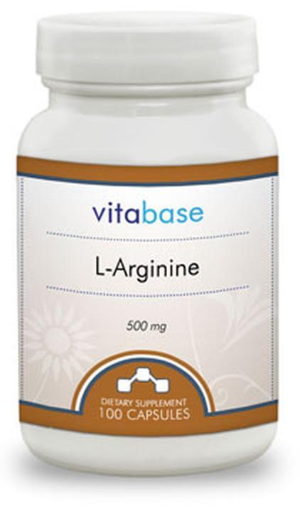 Vitabase L-Arginine (500 mg) -- 100 Vegetarian Capsules