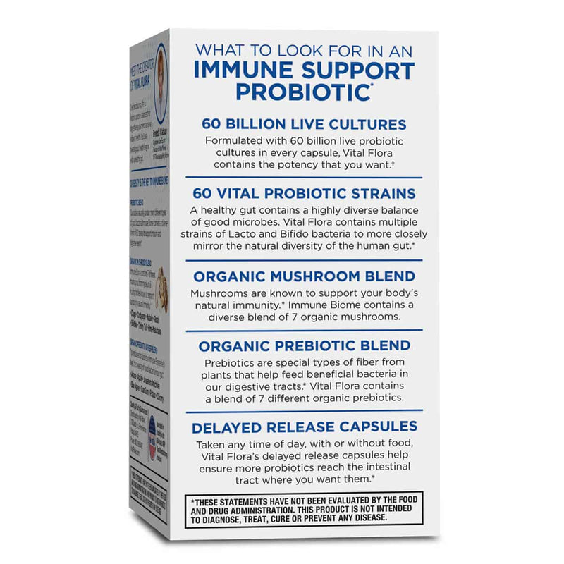 Vital Planet Vital Flora Immune Biome Probiotic 60 Billion 60 Strains -- 30 Vegetables Capsules